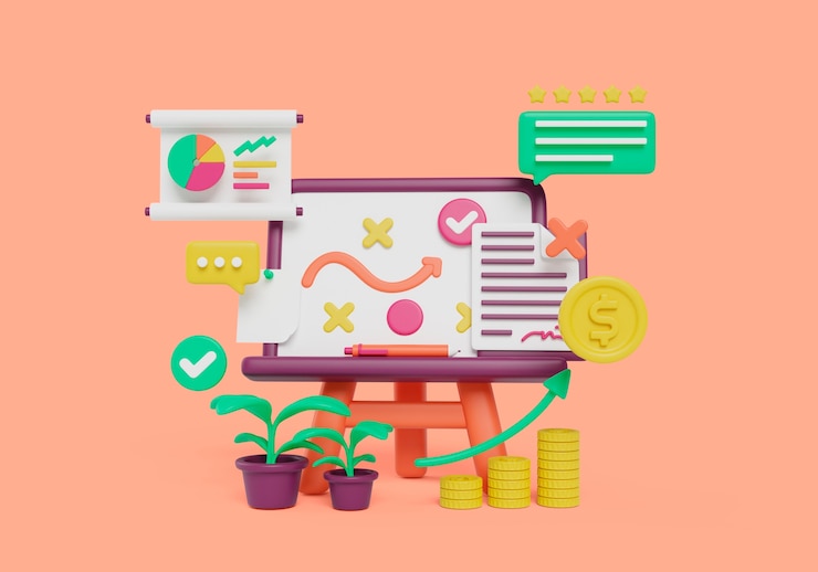 PSD Gratis render 3d latar belakang still life bisnis