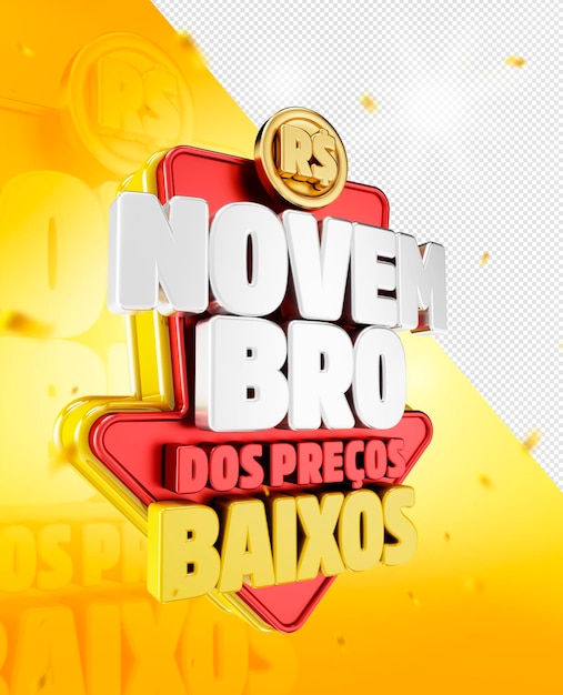 PSD gratuito render 3d del logotipo de noviembre de bajo precio