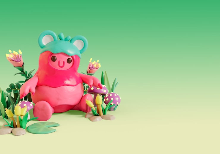 PSD Gratis render 3d monster benda mati