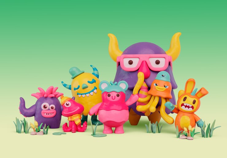 PSD Gratis render 3d monster benda mati