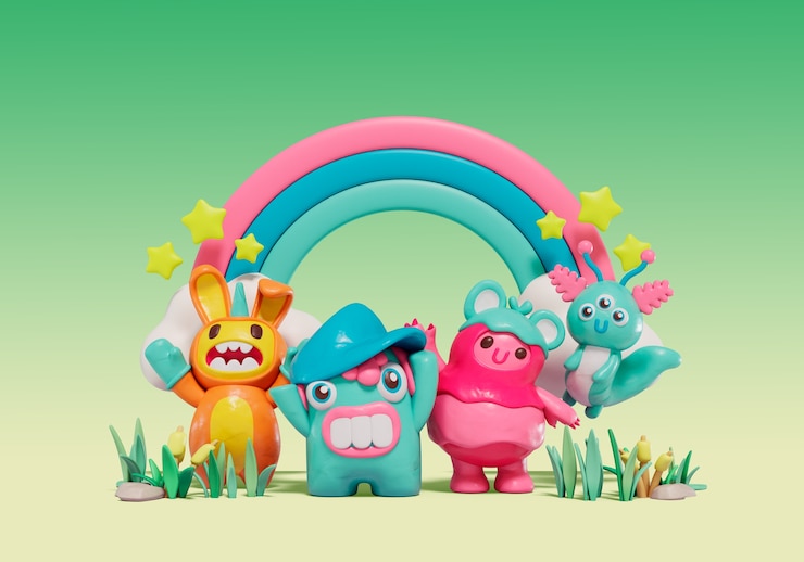 PSD Gratis render 3d monster benda mati
