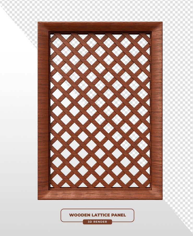 PSD Gratis render 3d panel kisi kayu