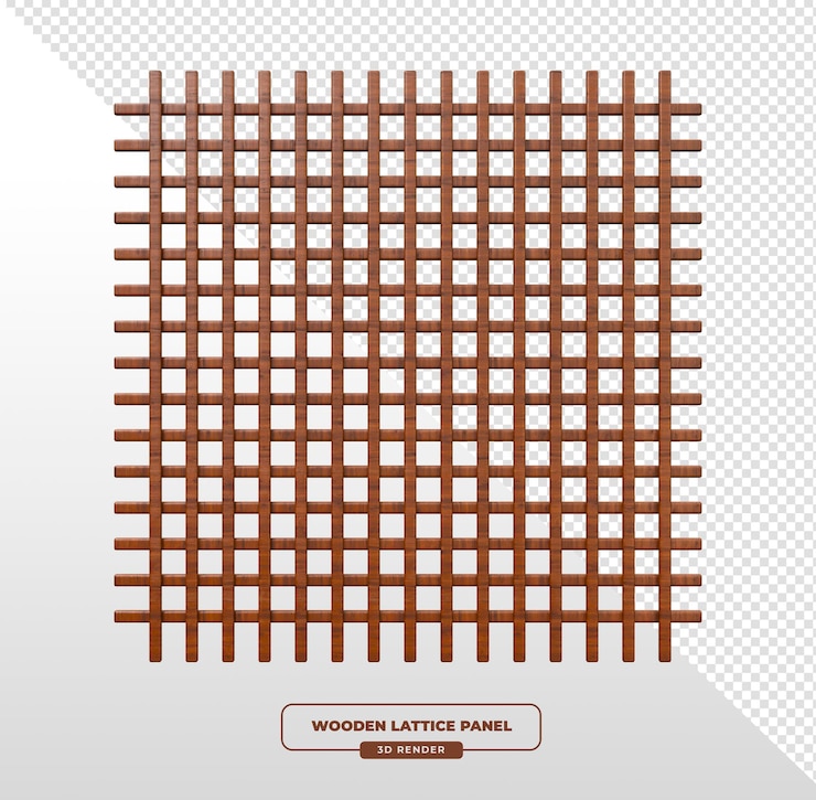 PSD Gratis render 3d panel kisi kayu