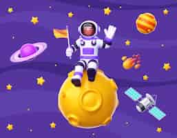 PSD gratuito render 3d del personaje de astronauta
