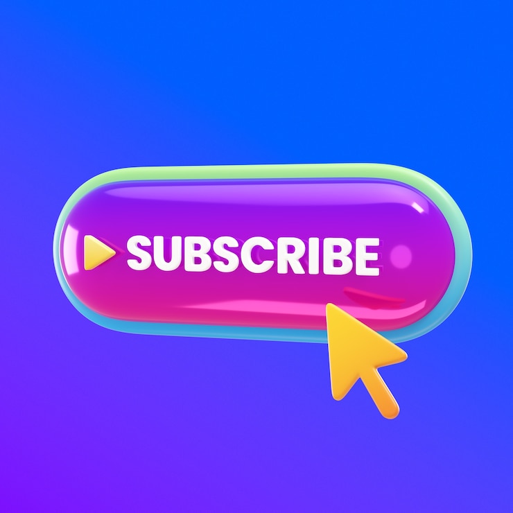 PSD Gratis render 3d tombol subscribe