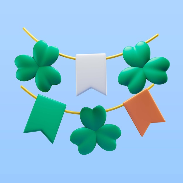 Render de icono de ornamento de trébol de día de san patricio