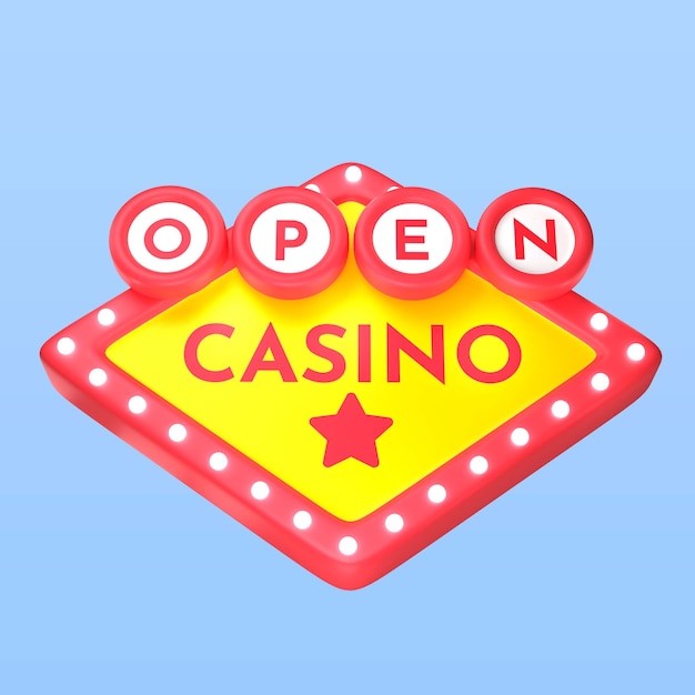 Render de icono de signo de apertura de casino