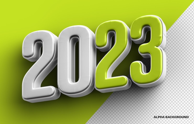 PSD gratuito rendering 3d 2023 verde con composizione argento