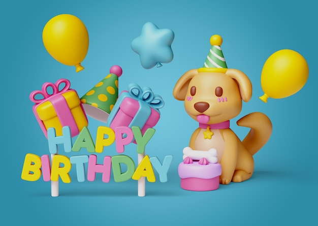 Rendering en 3D de la celebración del cumpleaños