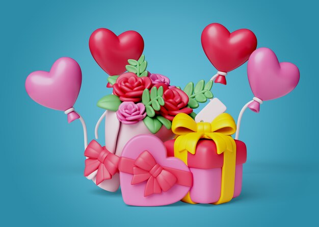 Rendering en 3D de la celebración del cumpleaños