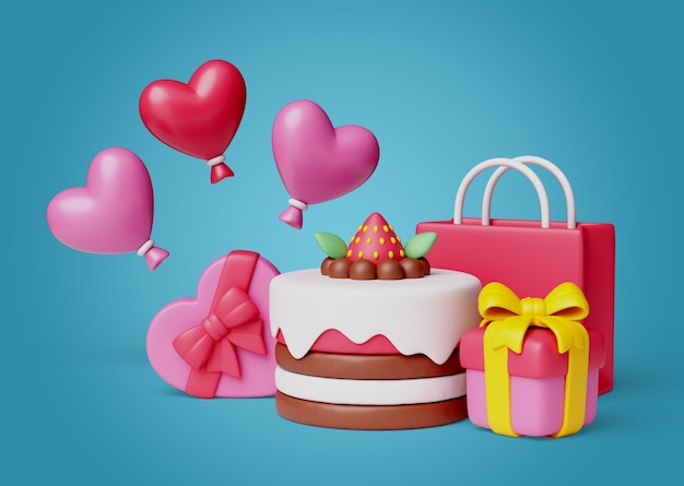 Rendering en 3D de la celebración del cumpleaños