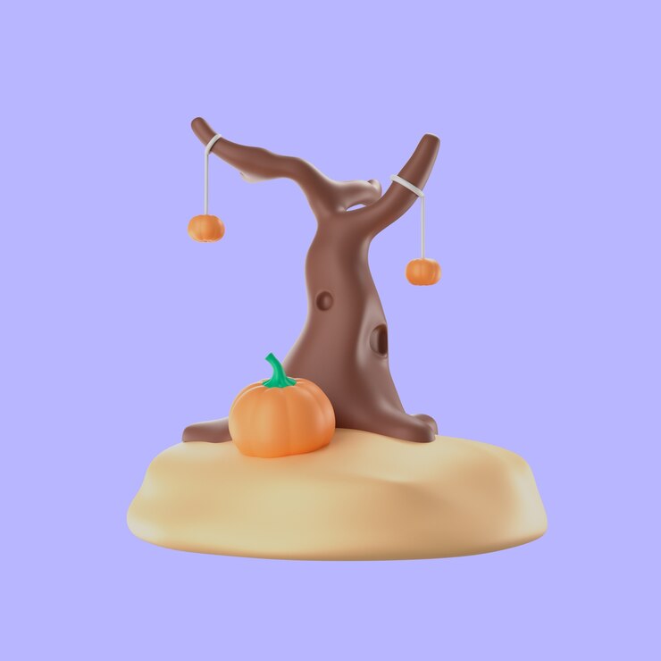 PSD Gratis rendering 3d dari ikon pohon halloween