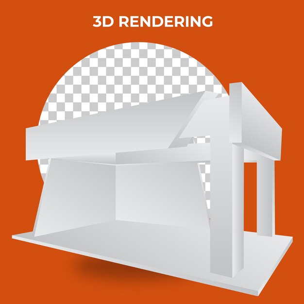 Rendering 3D del modello di mockup della cabina del supporto vuoto