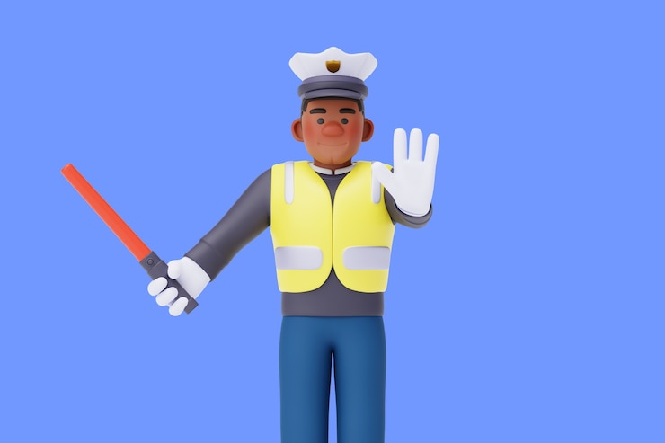 PSD gratuito rendering 3d del personaggio della polizia