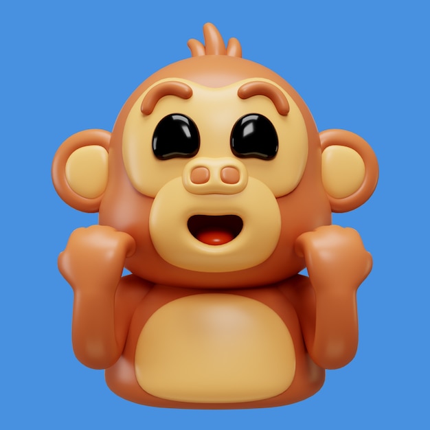 Rendering 3D dell'emoji della scimmia