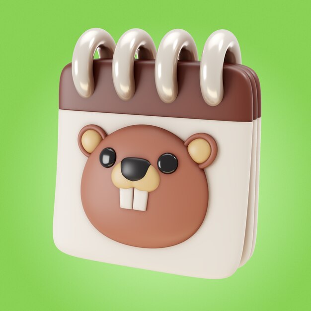 Rendering 3D dell'icona del giorno della marmotta