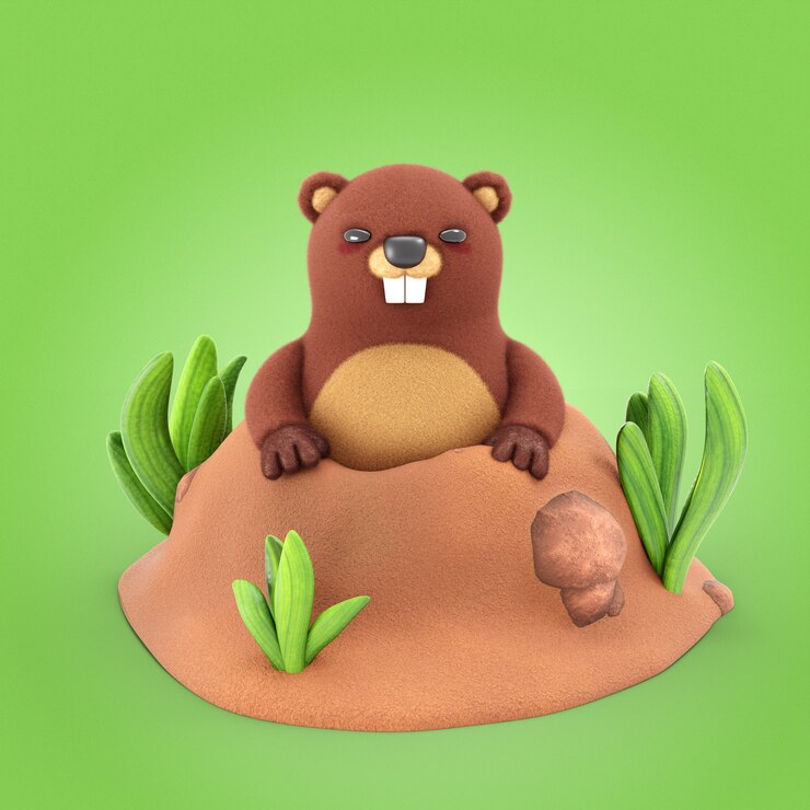 PSD gratuito rendering 3d dell'icona del giorno della marmotta