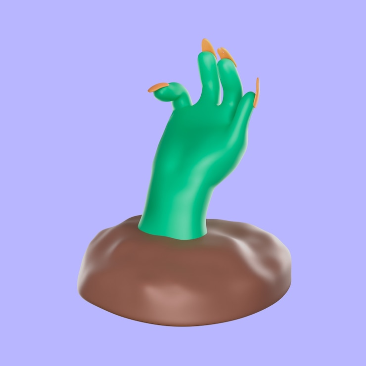PSD gratuito rendering 3d dell'icona della mano di zombie di halloween