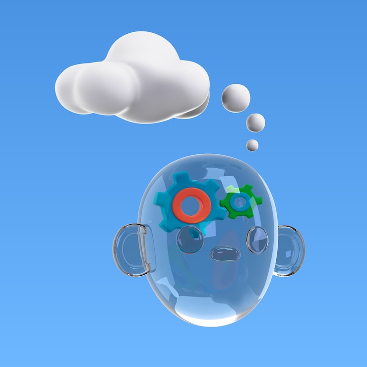 PSD gratuito rendering 3d dell'icona della testa del meccanismo