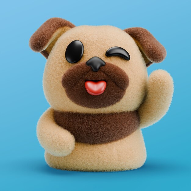 Rendering 3D dell'icona emoji del cane