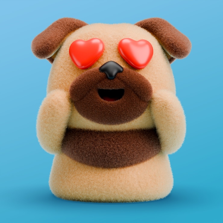 PSD gratuito rendering 3d dell'icona emoji del cane