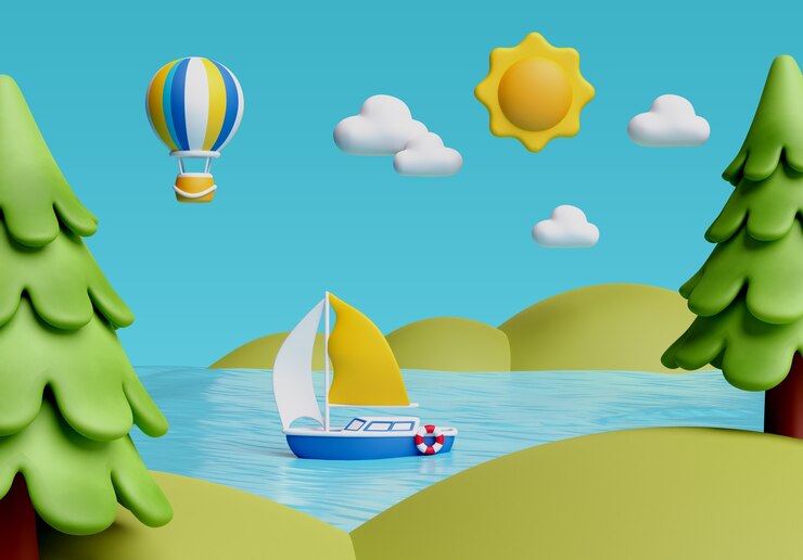 PSD gratuito rendering 3d dell'illustrazione del paesaggio