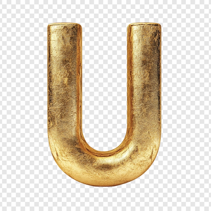 PSD gratuito rendering 3d della lettera dorata u con texture eleganti
