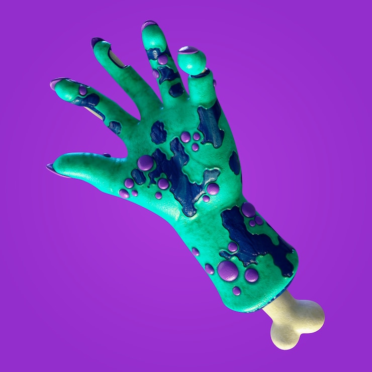 PSD gratuito rendering 3d della mano dello zombie