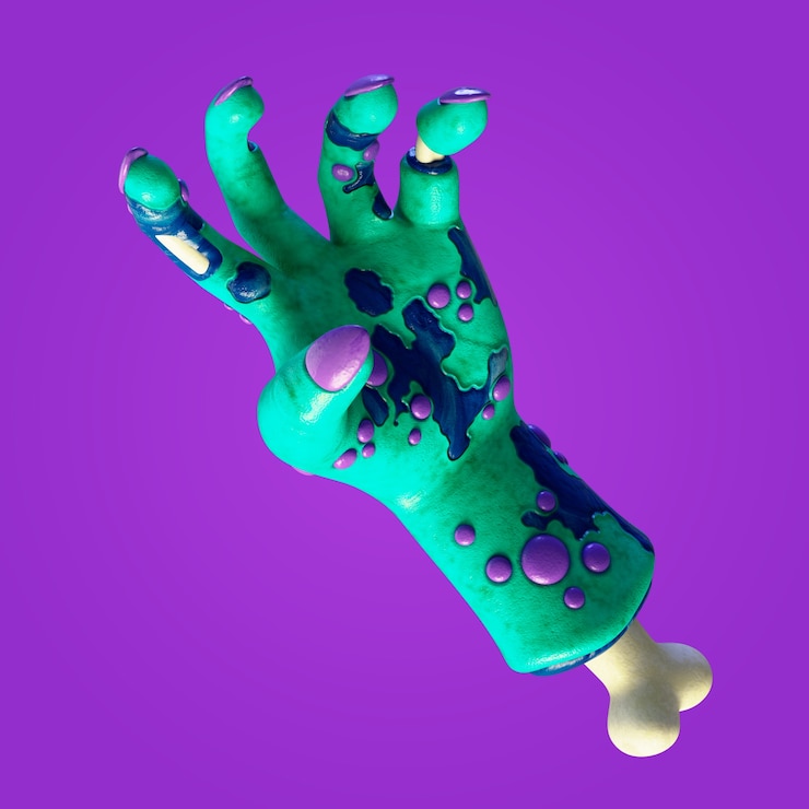 PSD gratuito rendering 3d della mano dello zombie