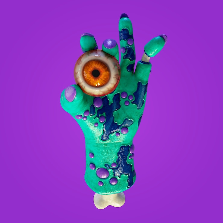 PSD gratuito rendering 3d della mano dello zombie