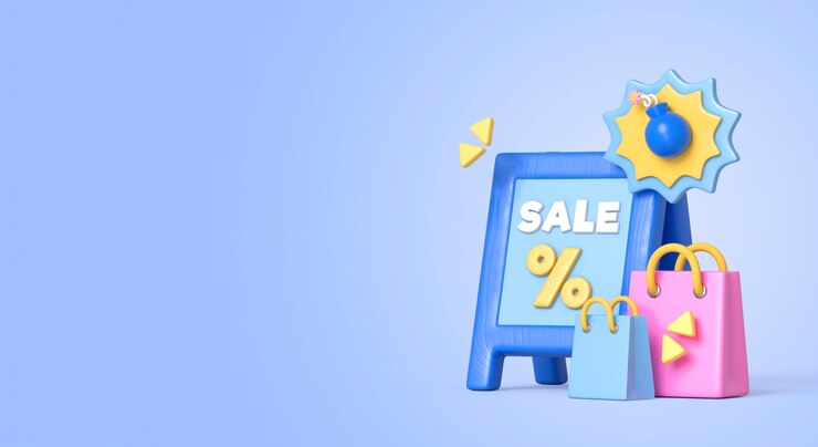 PSD gratuito rendering 3d della mega vendita!