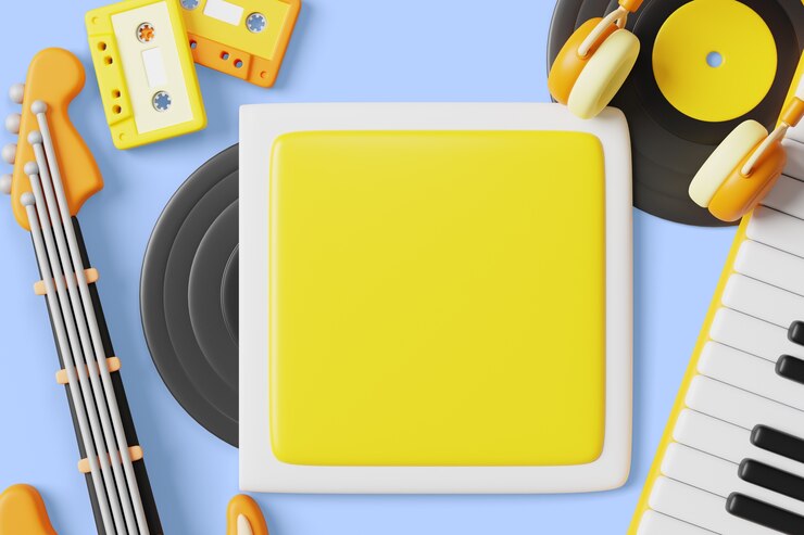 PSD gratuito rendering 3d della musica sullo sfondo del banner vuoto