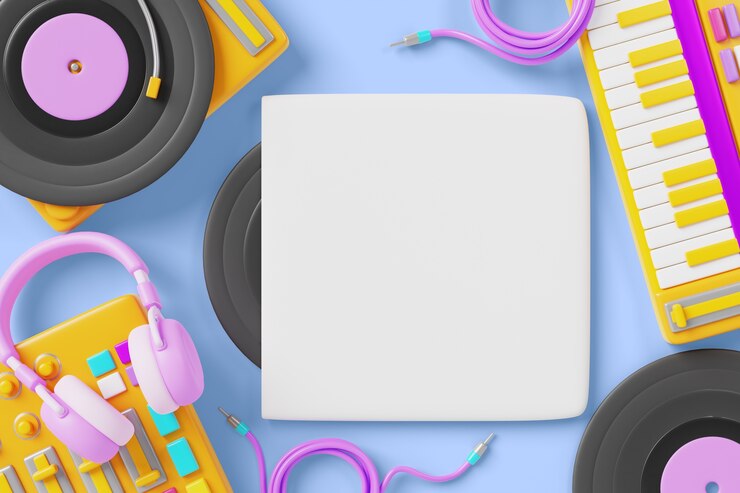 PSD gratuito rendering 3d della musica sullo sfondo del banner vuoto