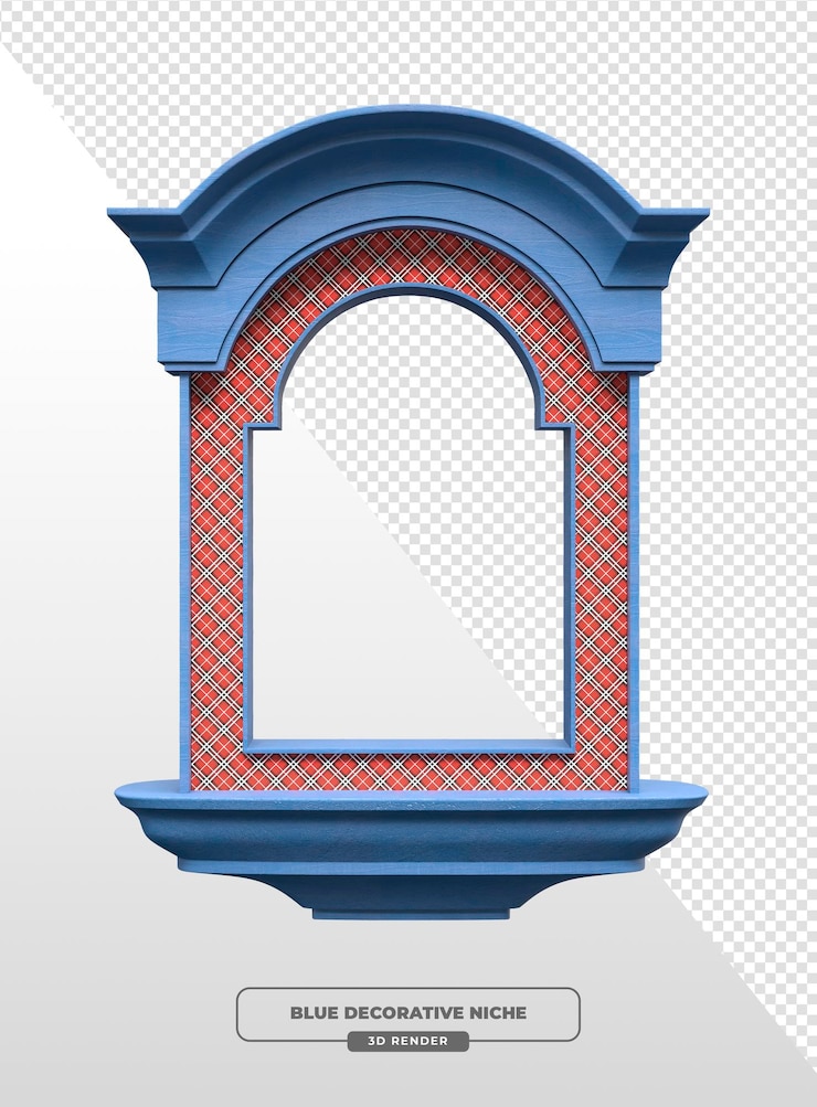 PSD gratuito rendering 3d della nicchia decorativa blu