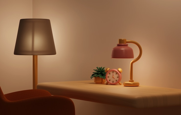 PSD gratuito rendering 3d della tavola da notte sullo sfondo della natura morta