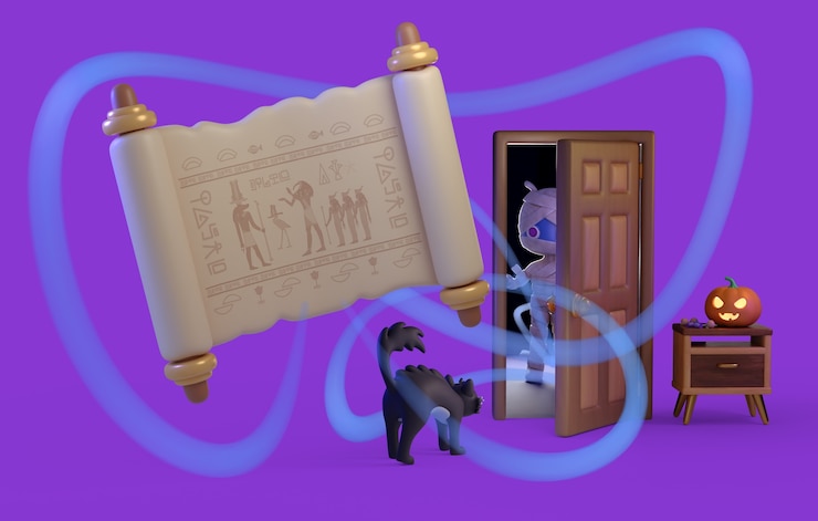 PSD gratuito rendering 3d delle decorazioni di halloween