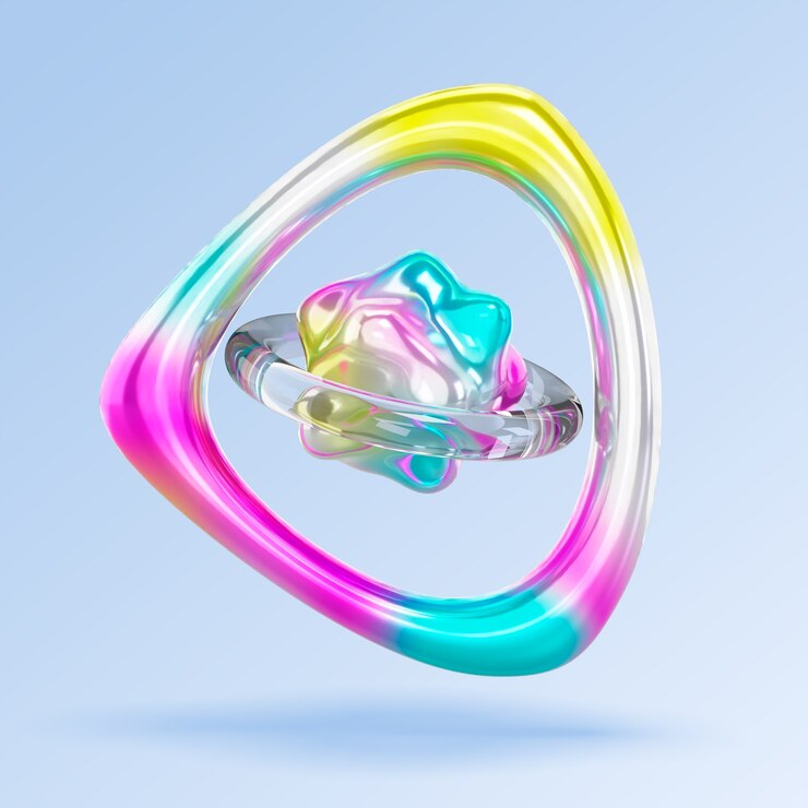 PSD gratuito rendering 3d delle forme di fluido holo icona