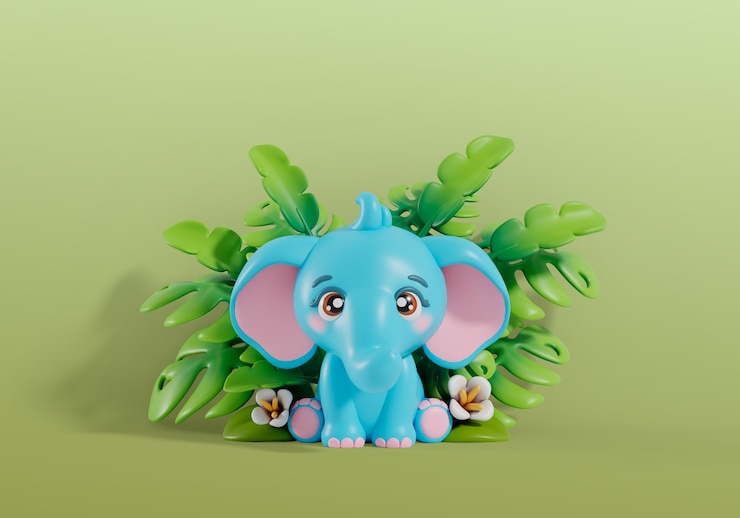 PSD gratuito rendering 3d di animali kawaii natura morta