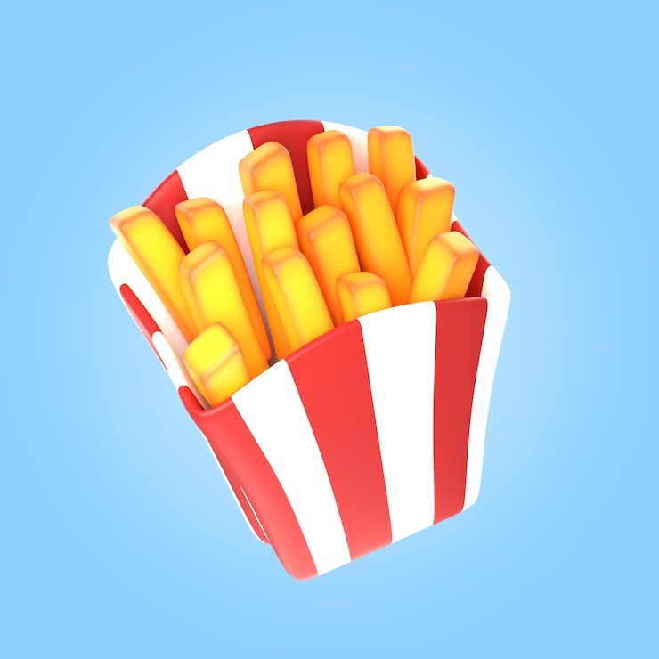 PSD gratuito rendering 3d di deliziose patatine fritte