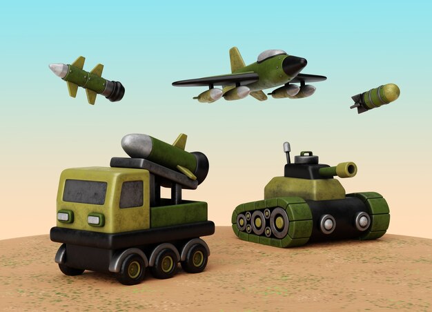 Rendering 3D di illustrazioni militari