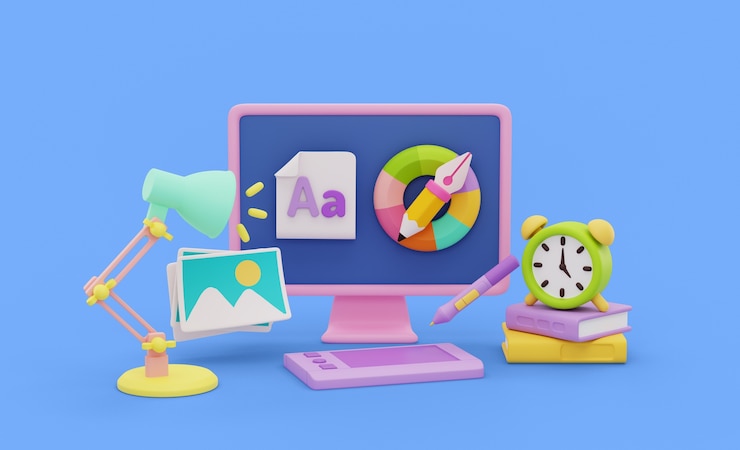PSD gratuito rendering 3d di progettazione grafica