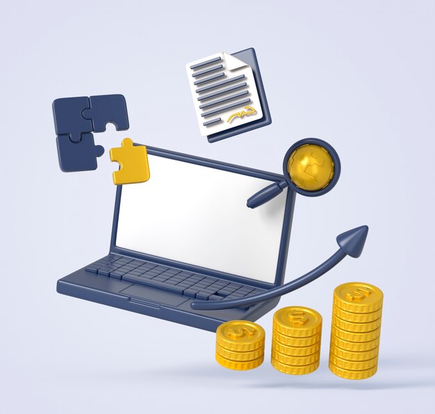 Rendering 3D di un'app finanziaria intelligente