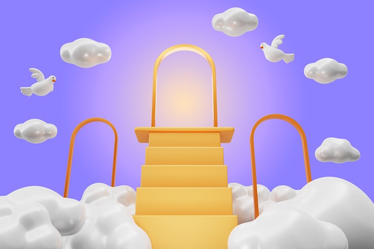 PSD gratuito rendering 3d di un'illustrazione del paradiso