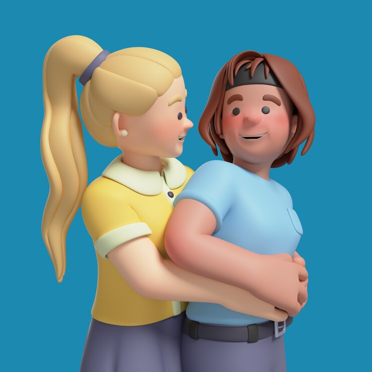 PSD gratuito rendering 3d di una coppia lesbica