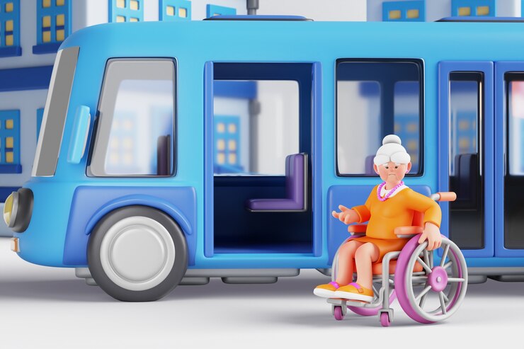 PSD gratuito rendering 3d di una vecchia donna con mobilità ridotta