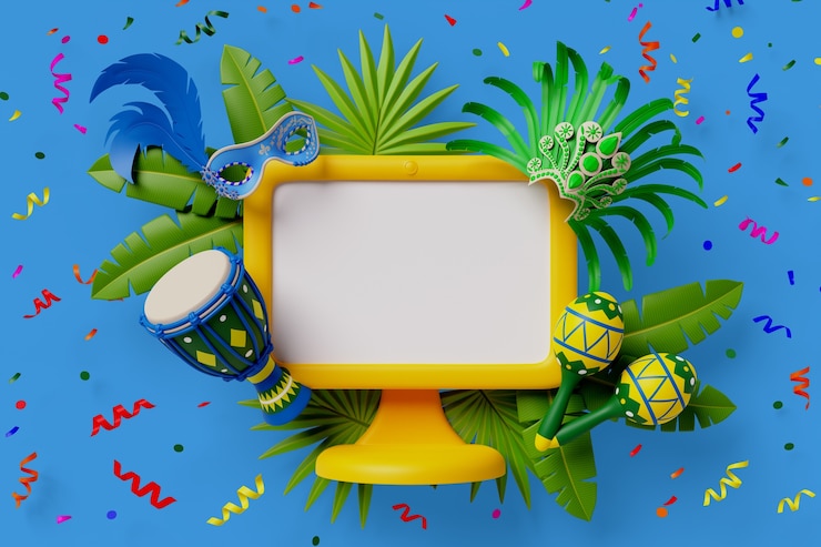 PSD gratuito rendering 3d di vendite di carnevale brasiliano sfondo di banner vuoto