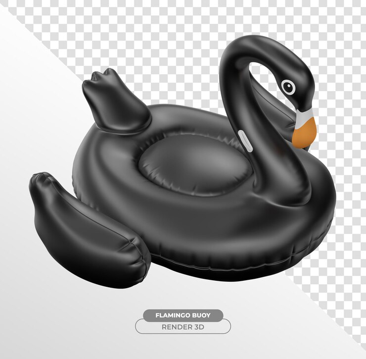 PSD gratuito rendering 3d gonfiabile flamingo nero con sfondo trasparente