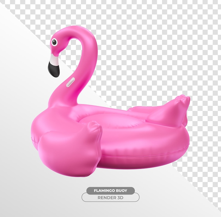 PSD gratuito rendering 3d gonfiabile rosa flamingo con sfondo trasparente