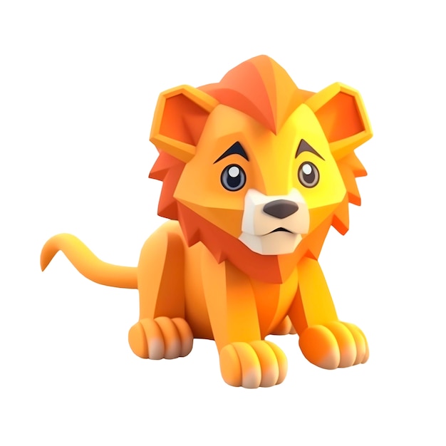 Rendering en 3D del león aislado