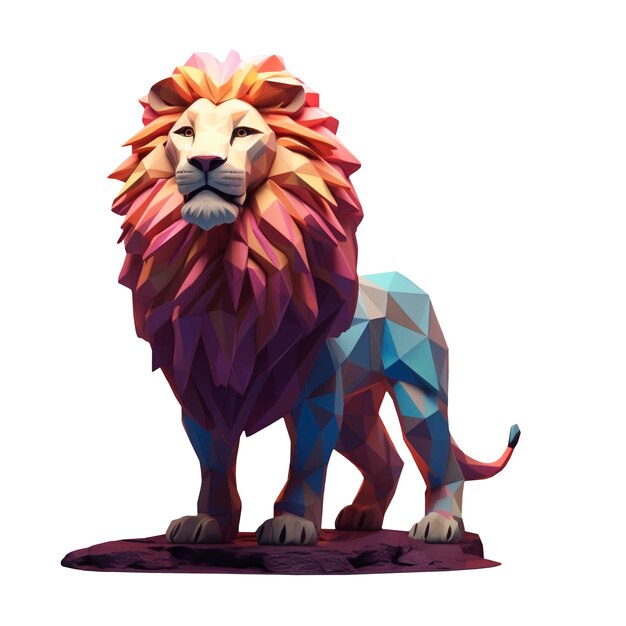 Rendering en 3D del león aislado